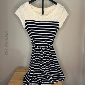 Merona XS Beige & Black Sleeveless with Tie Dress